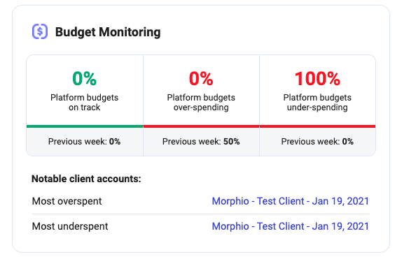 weekly summary report email - budget monitoring