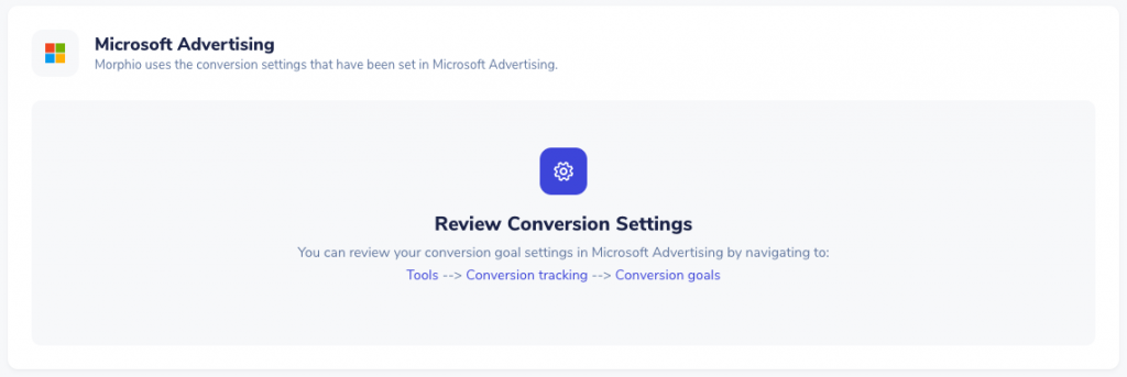 conversion settings for microsoft advertising