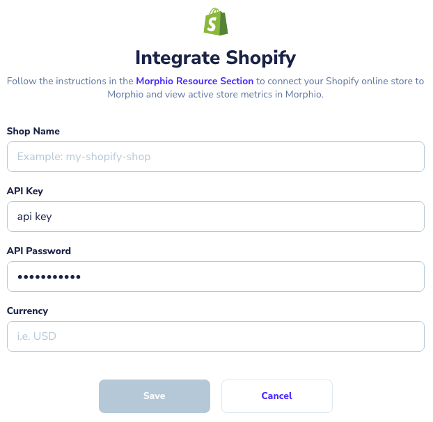 Morphio Integrations - Shopify